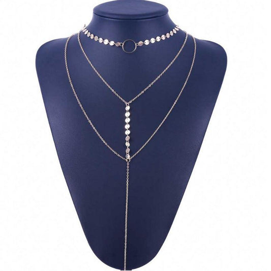 Three Layer Lariat Choker Necklace